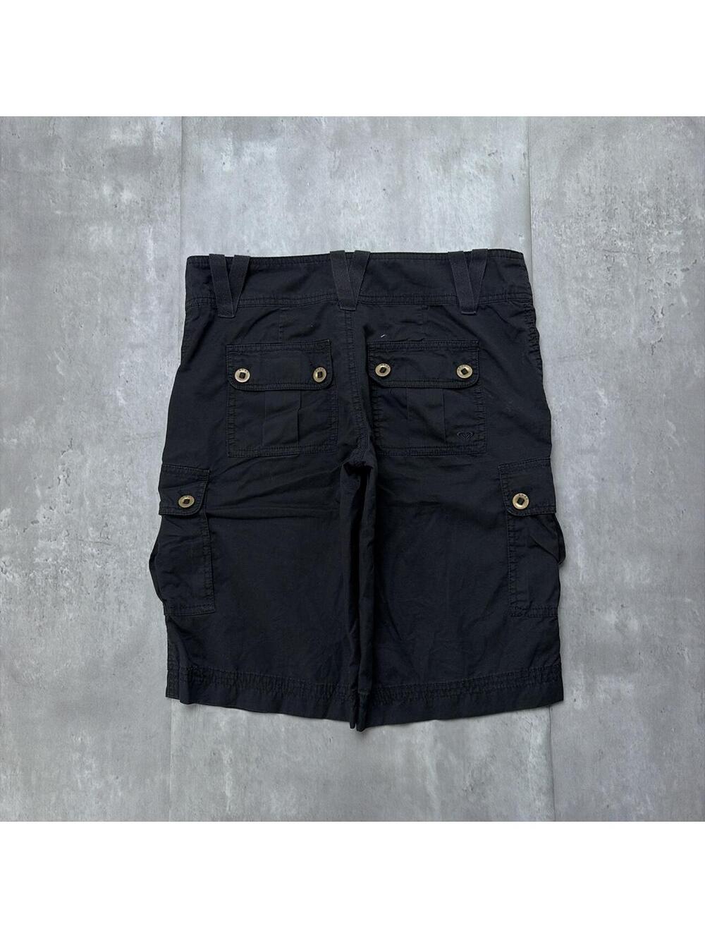 Y2K Black Roxy Quiksilver Surf Grunge Gothic Cargo Shorts